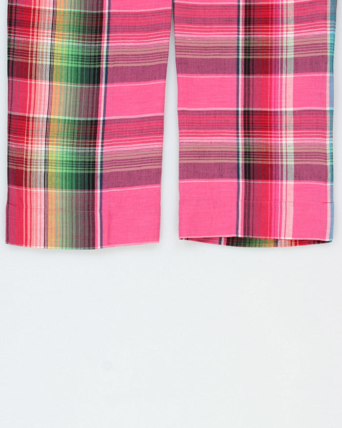 Vintage Y2K 00s Ralph Lauren Sport Women's Mid-Rise Plaid Linen Blend Capri Trousers - W29 L25