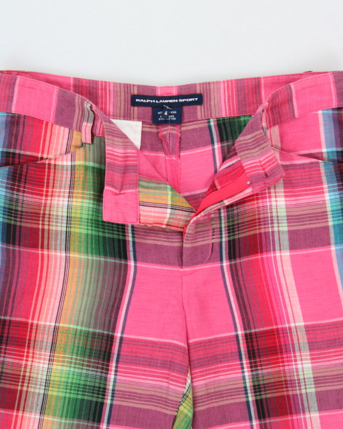 Vintage Y2K 00s Ralph Lauren Sport Women's Mid-Rise Plaid Linen Blend Capri Trousers - W29 L25