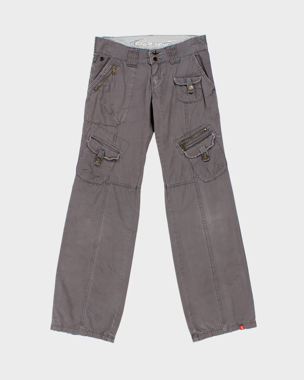 Vintage Y2K 00s EDC By Esprit Women's Low-Rise Canvas Bootcut Cargo Trousers - W29 L33