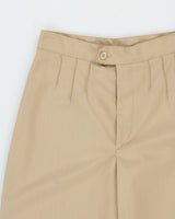 Vintage 1970s Khaki Twill Women's High-Rise Crease Pleat Flared Bell Bottom Trousers - W25 L29