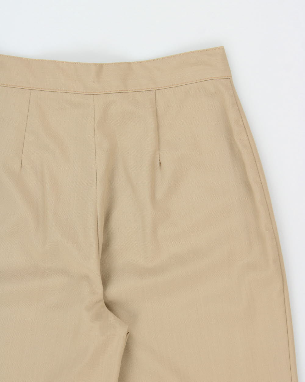 Vintage 1970s Khaki Twill Women's High-Rise Crease Pleat Flared Bell Bottom Trousers - W25 L29