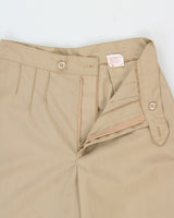 Vintage 1970s Khaki Twill Women's High-Rise Crease Pleat Flared Bell Bottom Trousers - W25 L29