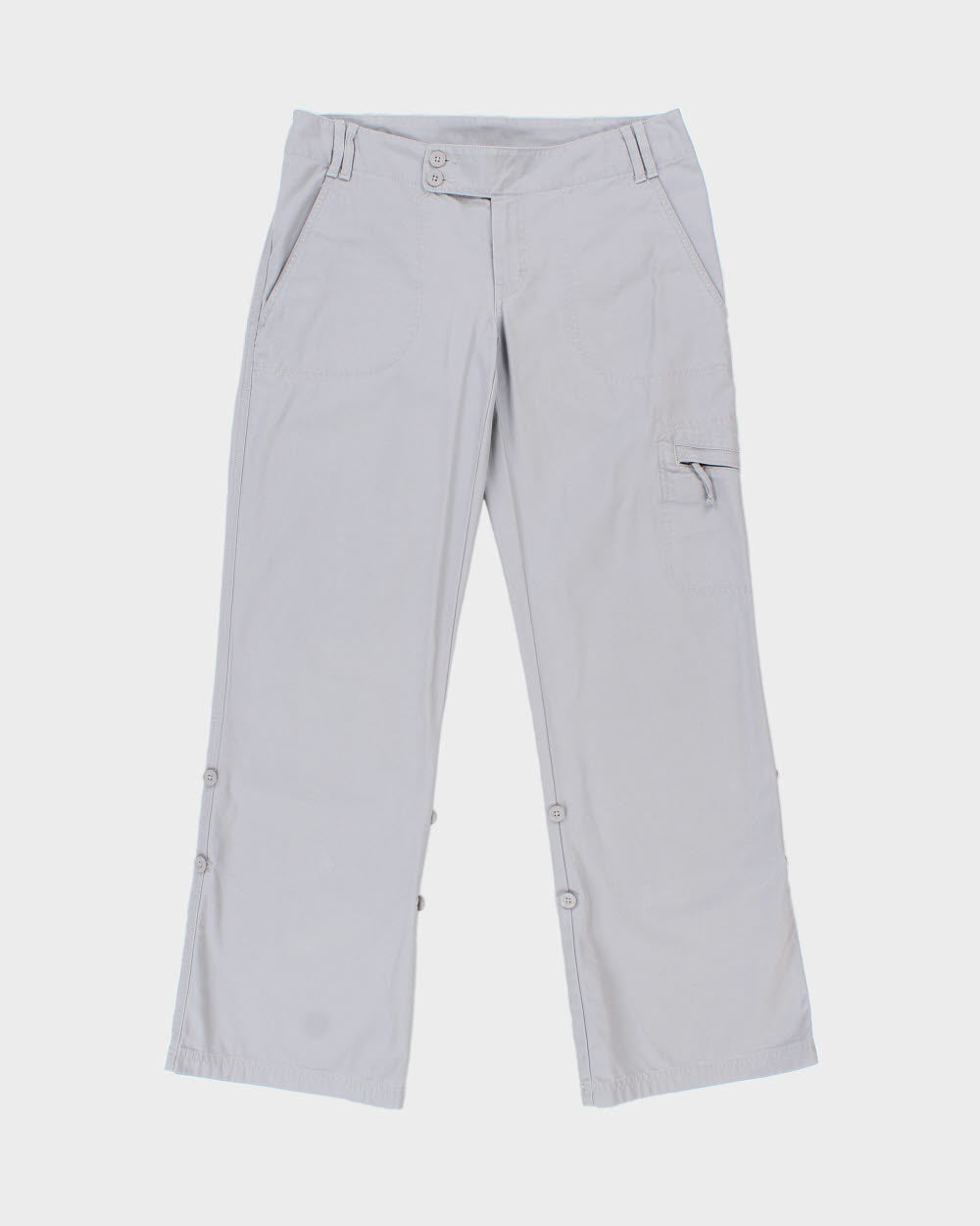 Vintage Y2K 00s The North Face Women's Pale Grey Low-Rise Canvas Bootcut Cargo Hiking Trousers - W32 L32