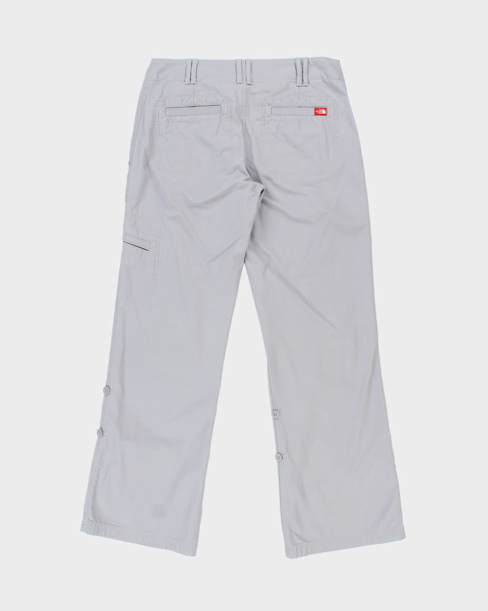 Vintage Y2K 00s The North Face Women's Pale Grey Low-Rise Canvas Bootcut Cargo Hiking Trousers - W32 L32