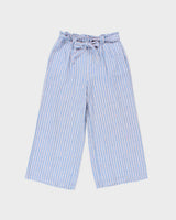 Max Studio Women's Striped Linen Blend Pleated Relaxed Fit Wide Leg Cropped Belted Trousers - S