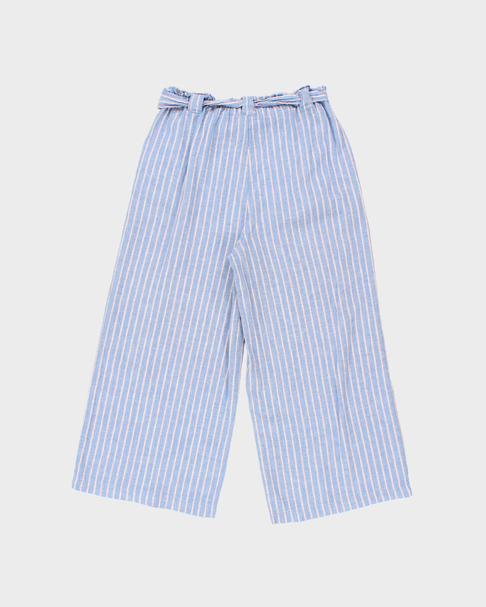 Max Studio Women's Striped Linen Blend Pleated Relaxed Fit Wide Leg Cropped Belted Trousers - S