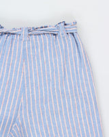 Max Studio Women's Striped Linen Blend Pleated Relaxed Fit Wide Leg Cropped Belted Trousers - S