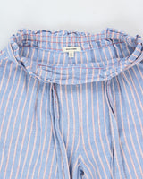 Max Studio Women's Striped Linen Blend Pleated Relaxed Fit Wide Leg Cropped Belted Trousers - S