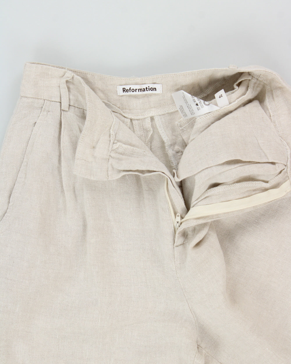 Reformation Linen High Waisted Relaxed Leg Trousers - W23 L27