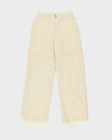 Vintage 1990s Lauren Ralph Lauren Cream Women's High-Rise Wool Wide Leg Trousers - W26 L30