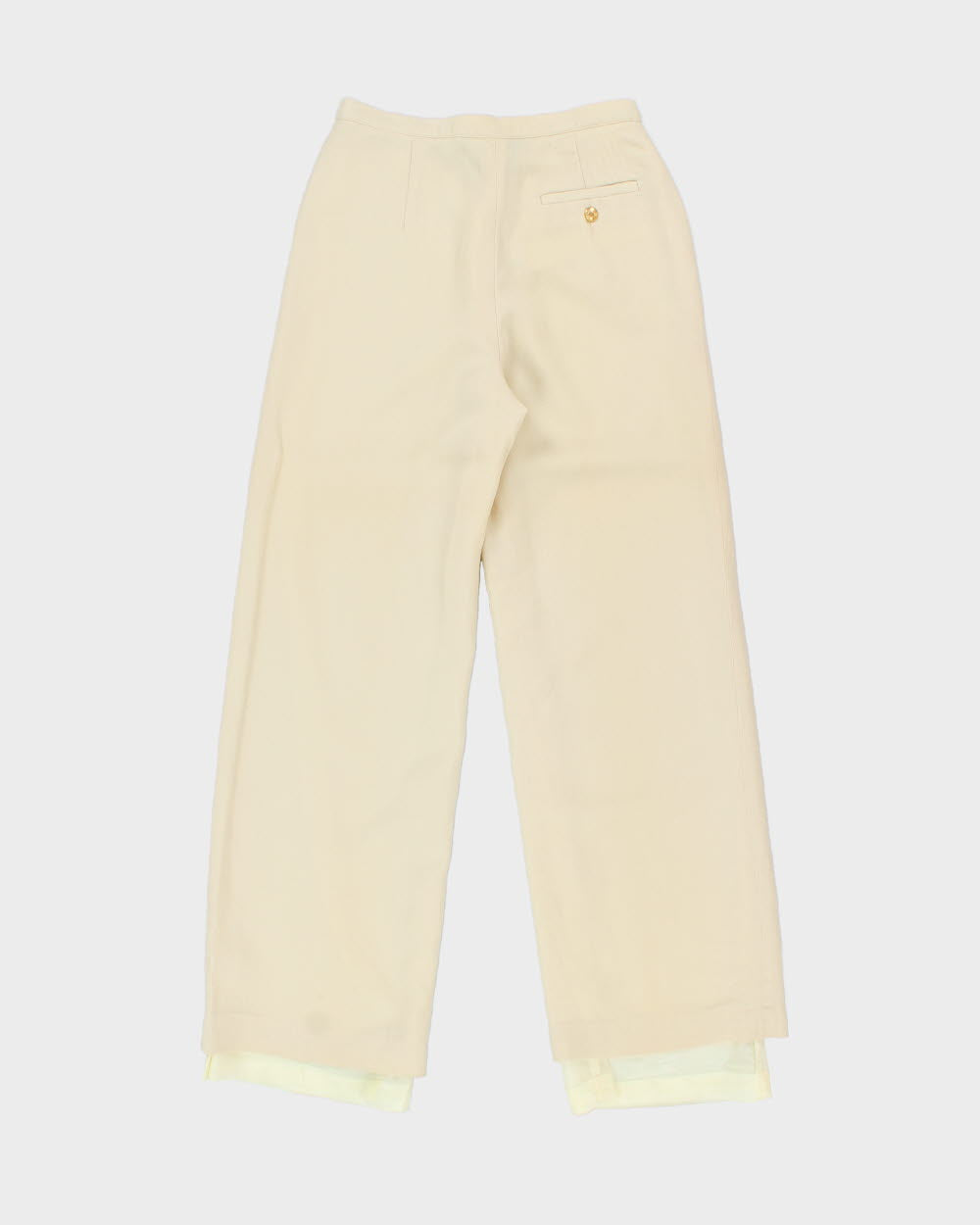 Vintage 1990s Lauren Ralph Lauren Cream Women's High-Rise Wool Wide Leg Trousers - W26 L30