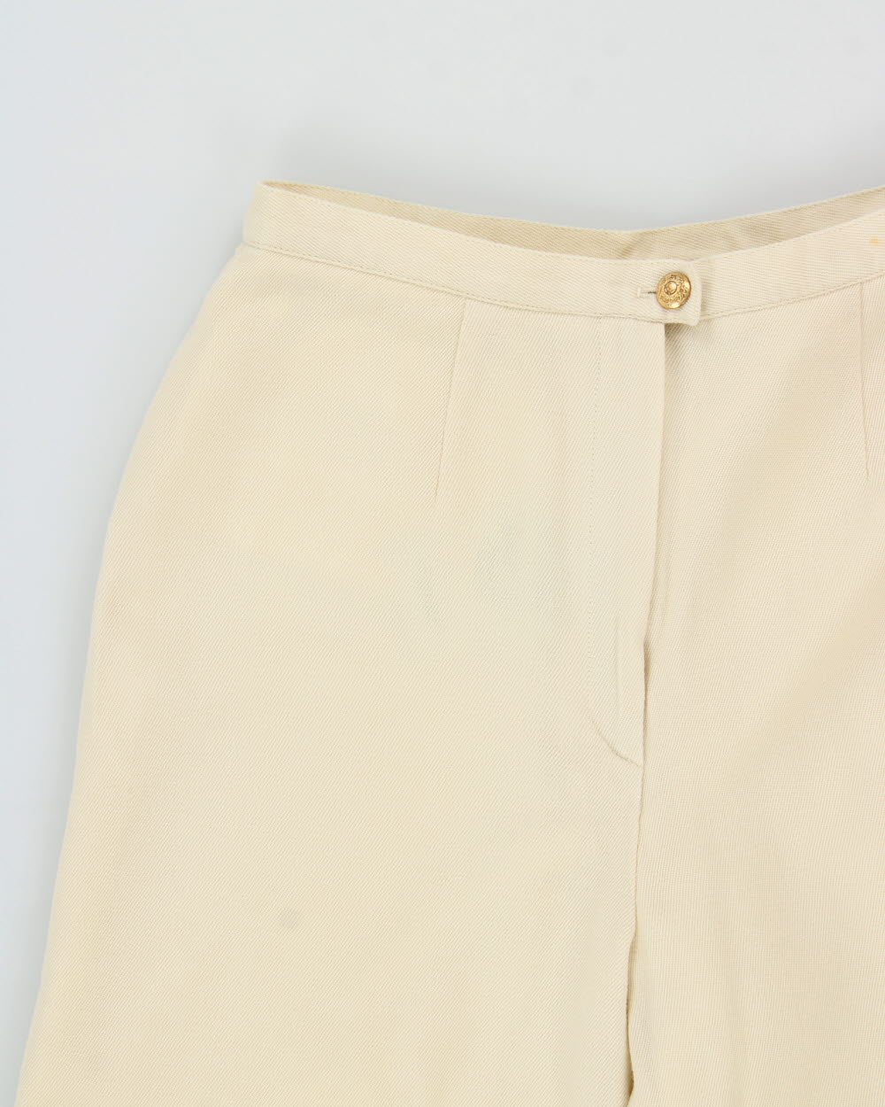 Vintage 1990s Lauren Ralph Lauren Cream Women's High-Rise Wool Wide Leg Trousers - W26 L30