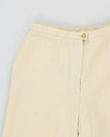 Vintage 1990s Lauren Ralph Lauren Cream Women's High-Rise Wool Wide Leg Trousers - W26 L30