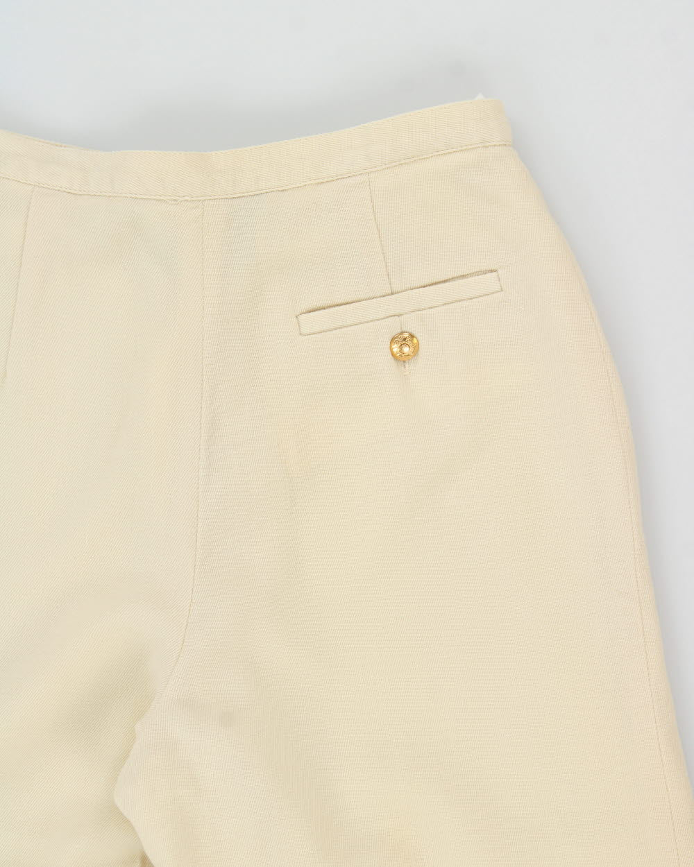 Vintage 1990s Lauren Ralph Lauren Cream Women's High-Rise Wool Wide Leg Trousers - W26 L30
