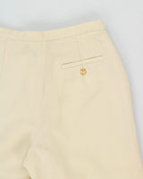 Vintage 1990s Lauren Ralph Lauren Cream Women's High-Rise Wool Wide Leg Trousers - W26 L30