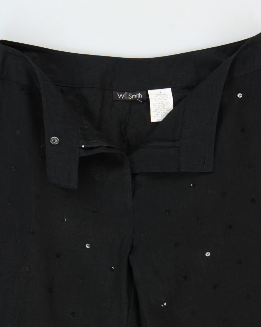 Vintage Y2K 2000s Willi Smith Linen Sequin High Waisted Relaxed Fit Trousers - W28 L30