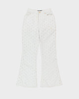 S/S 1998 Vintage Versace Jeans Couture Women's High-Rise Repeat Hole Straight Leg Bell Bottom Flared Trousers - W24 L30