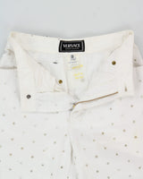S/S 1998 Vintage Versace Jeans Couture Women's High-Rise Repeat Hole Straight Leg Bell Bottom Flared Trousers - W24 L30
