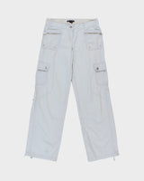 Vintage Y2K 00s Armani Exchange Women's Baby Blue Low-Rise Re;axed Straight Leg Canvas Cargo Trousers - W28 L32