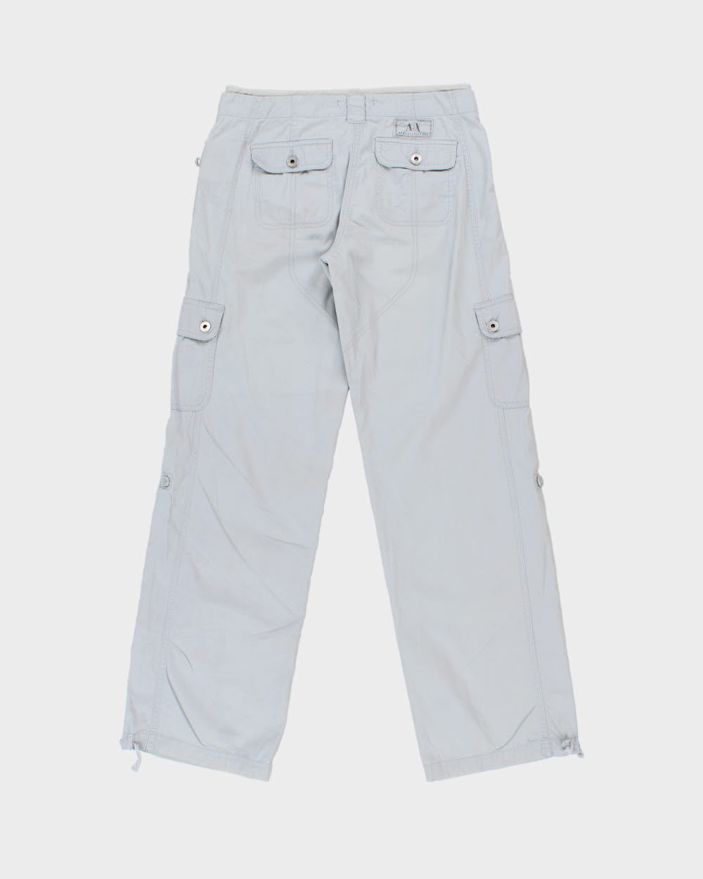 Vintage Y2K 00s Armani Exchange Women's Baby Blue Low-Rise Re;axed Straight Leg Canvas Cargo Trousers - W28 L32