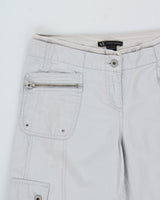 Vintage Y2K 00s Armani Exchange Women's Baby Blue Low-Rise Re;axed Straight Leg Canvas Cargo Trousers - W28 L32