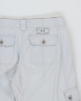 Vintage Y2K 00s Armani Exchange Women's Baby Blue Low-Rise Re;axed Straight Leg Canvas Cargo Trousers - W28 L32