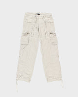 Vintage Y2K 00s Armani Exchange Women's Khaki Low-Rise Multi-Pocket Adjustable Canvas Straight Leg Cargo Trousers - W27 L30