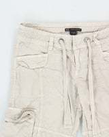 Vintage Y2K 00s Armani Exchange Women's Khaki Low-Rise Multi-Pocket Adjustable Canvas Straight Leg Cargo Trousers - W27 L30