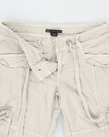 Vintage Y2K 00s Armani Exchange Women's Khaki Low-Rise Multi-Pocket Adjustable Canvas Straight Leg Cargo Trousers - W27 L30