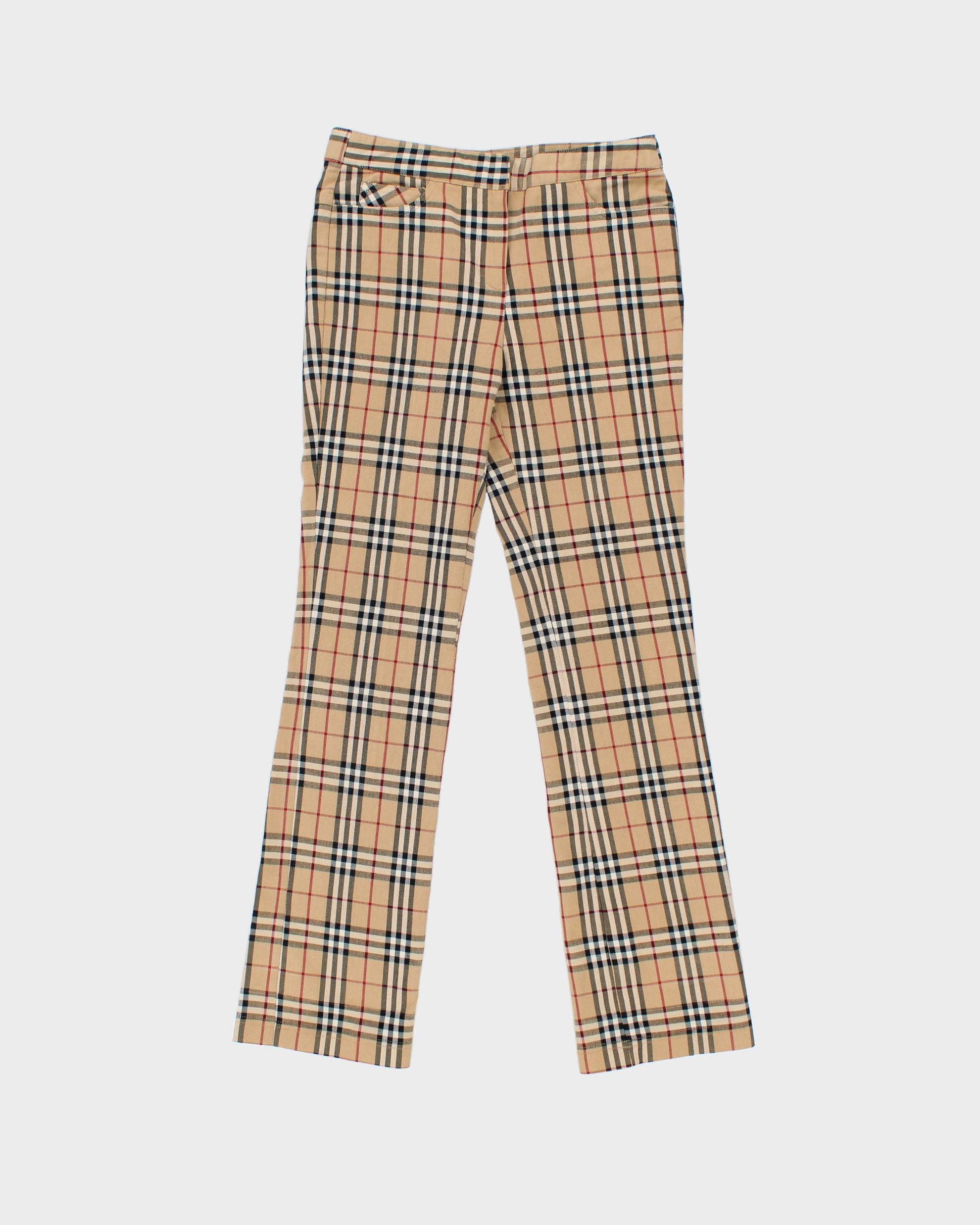 Vintage Y2K 00s Burberry Women's Mid-Rise Nova Check Slim Fit Bootcut Trousers - W27 L30