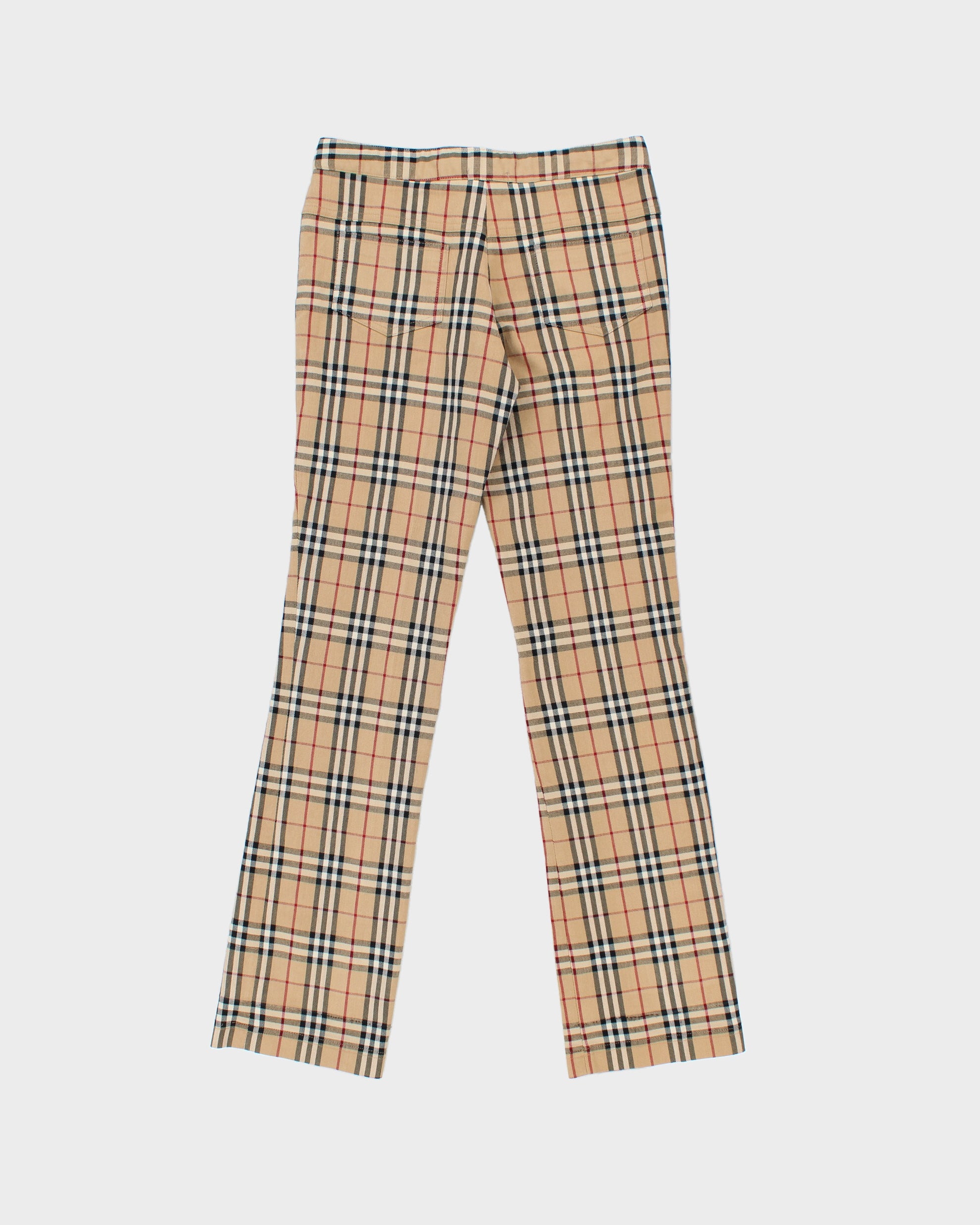 Vintage Y2K 00s Burberry Women's Mid-Rise Nova Check Slim Fit Bootcut Trousers - W27 L30