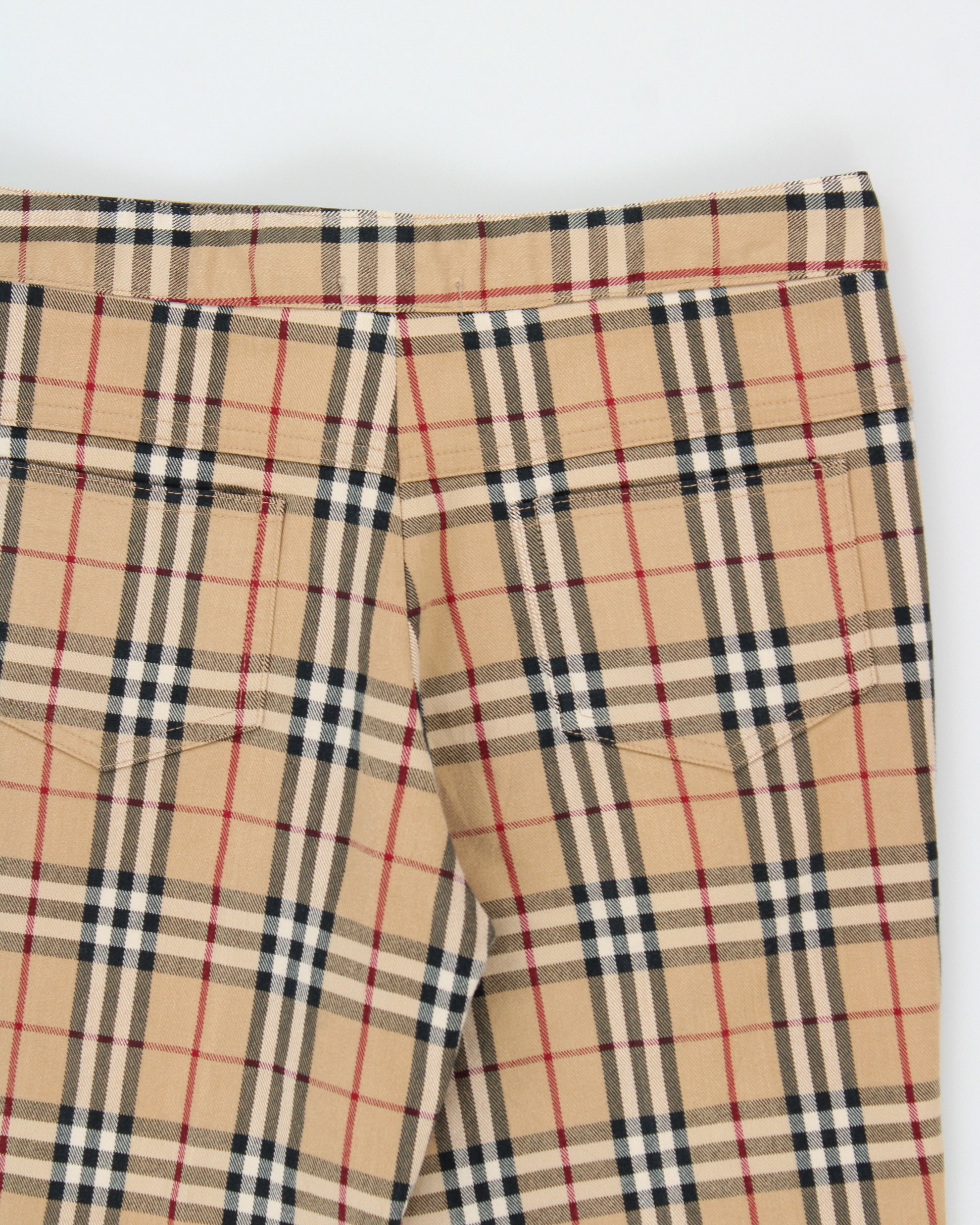 Vintage Y2K 00s Burberry Women's Mid-Rise Nova Check Slim Fit Bootcut Trousers - W27 L30