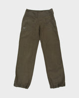 Vintage Arc'teryx Khaki Spadina Women's Linen Blend Low-Rise Relaxed Fit Adjustable Straight Leg Casual Trousers - W28 L32