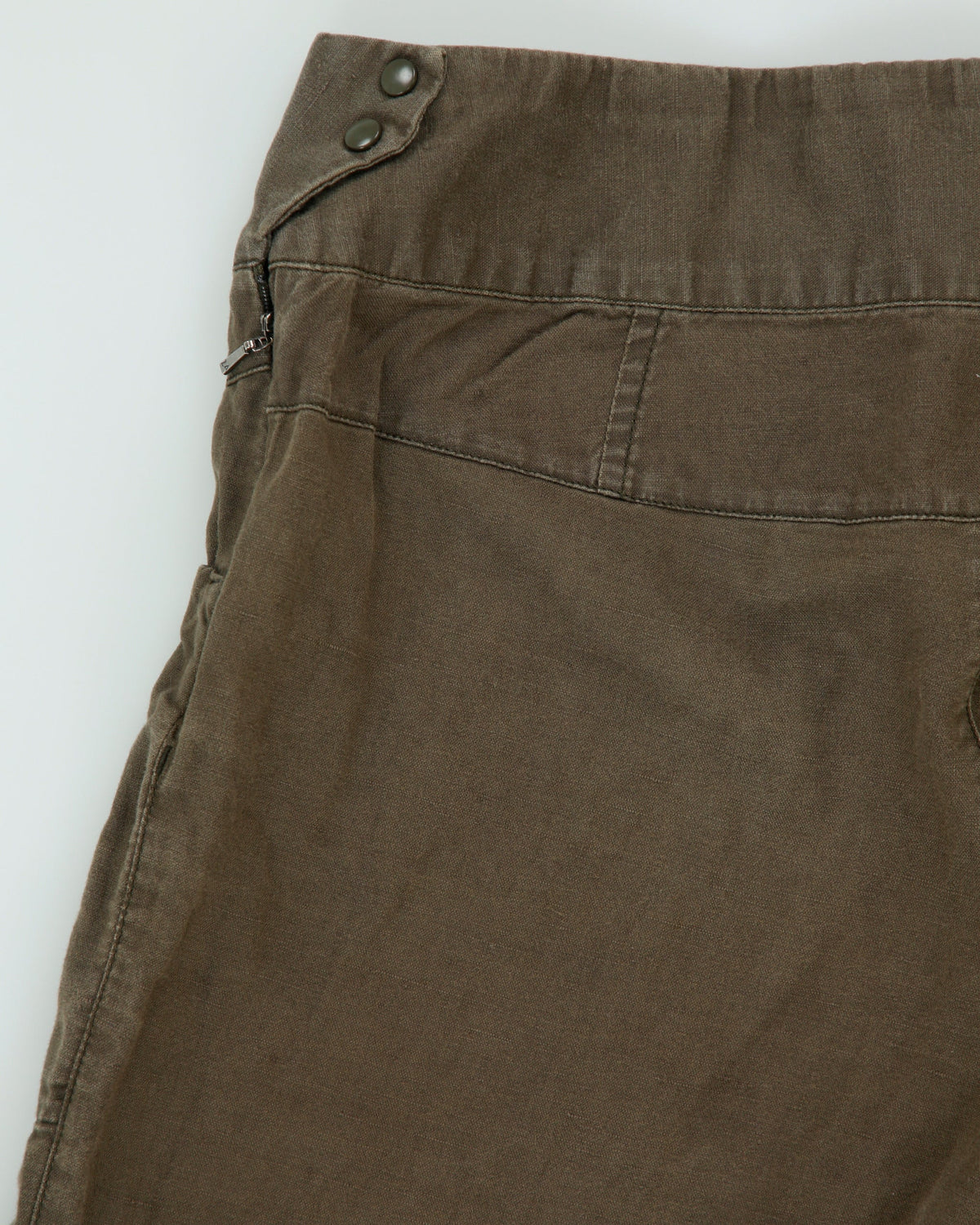 Vintage Arc'teryx Khaki Spadina Women's Linen Blend Low-Rise Relaxed Fit Adjustable Straight Leg Casual Trousers - W28 L32