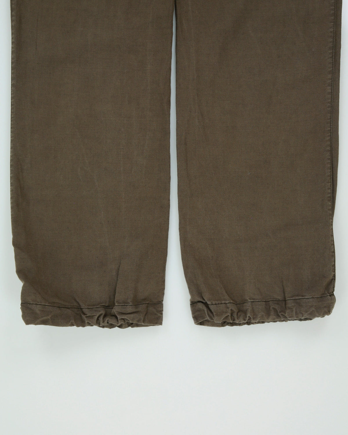Vintage Arc'teryx Khaki Spadina Women's Linen Blend Low-Rise Relaxed Fit Adjustable Straight Leg Casual Trousers - W28 L32