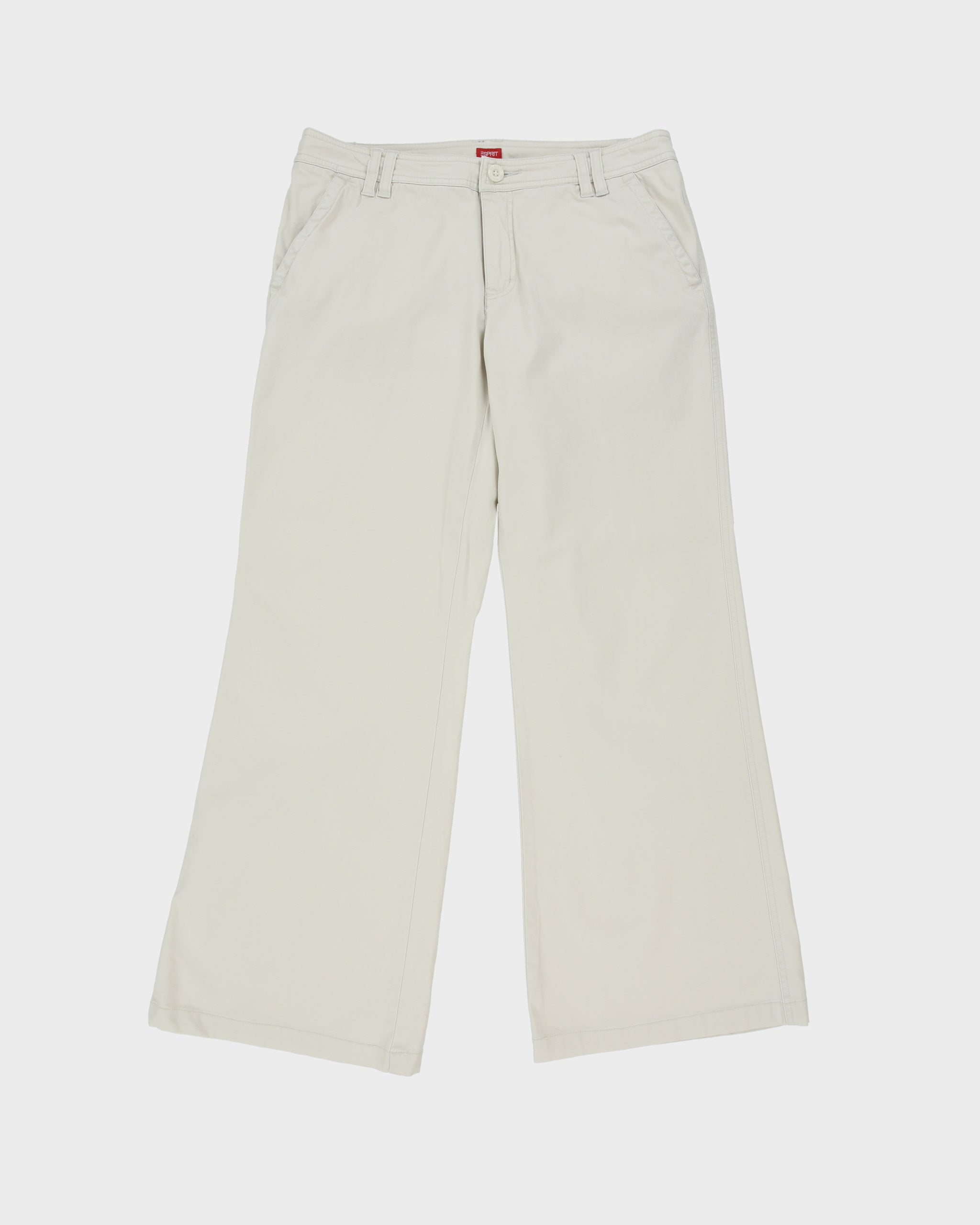 Vintage Y2K 00s Esprit Women's Low-Rise Canvas 'Weekend' Regular Fit Flared Chino Trousers - W32 L29