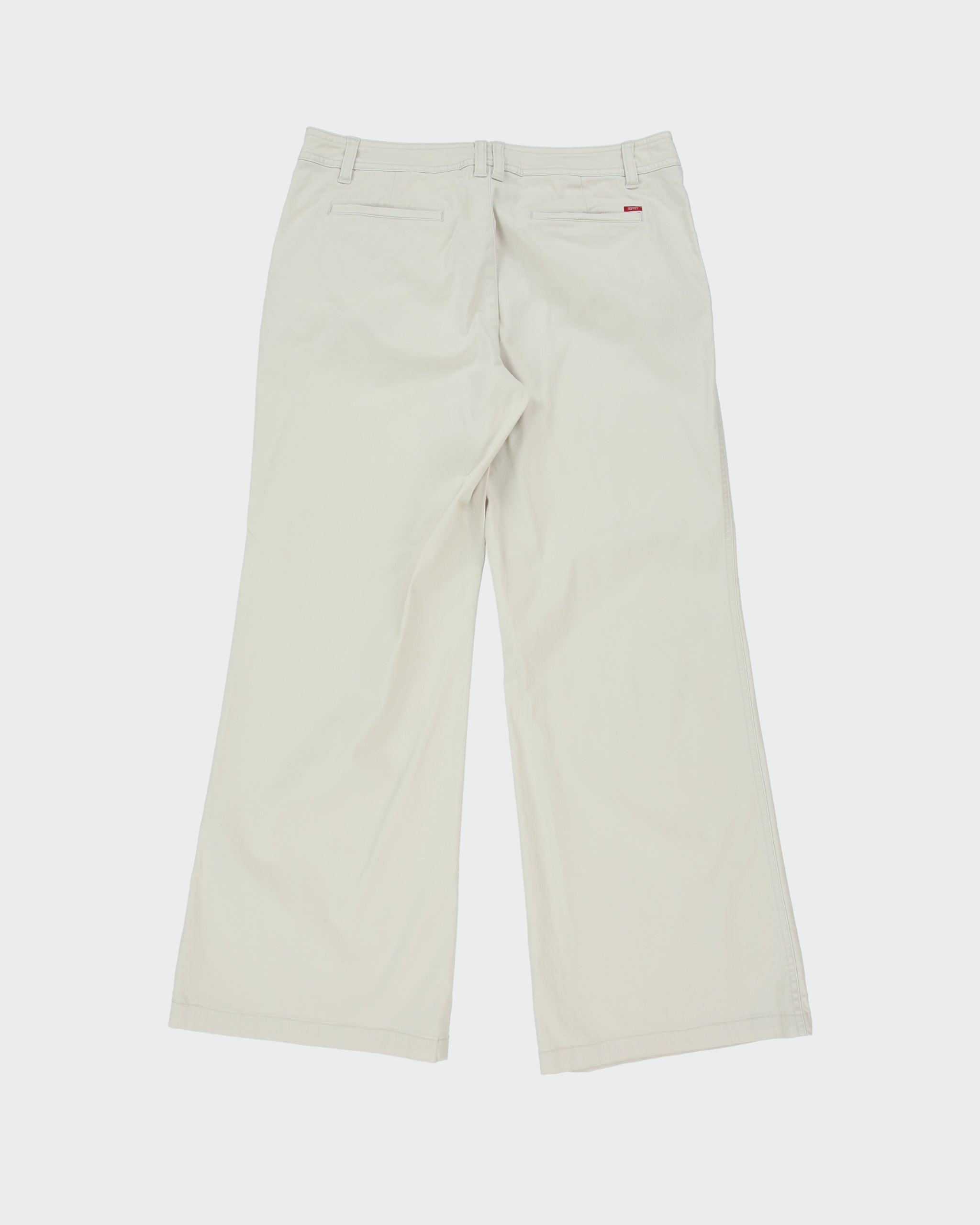 Vintage Y2K 00s Esprit Women's Low-Rise Canvas 'Weekend' Regular Fit Flared Chino Trousers - W32 L29