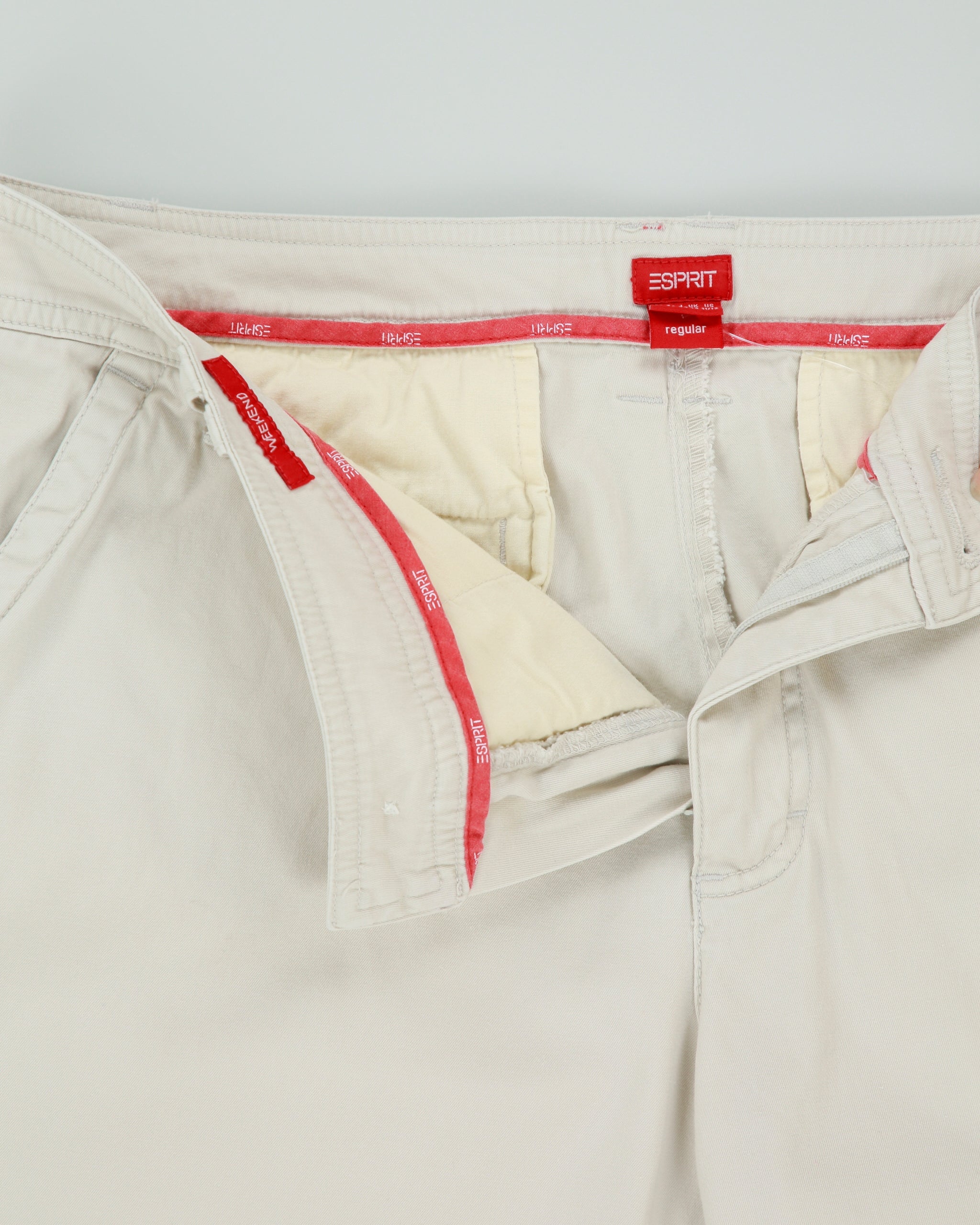 Vintage Y2K 00s Esprit Women's Low-Rise Canvas 'Weekend' Regular Fit Flared Chino Trousers - W32 L29