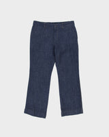 Vintage Y2K 00s Ralph Lauren Japan Women's Mid-Rise Indigo Silk Mohair Wool Blend Denim Look Straight Leg Trousers - W29 L26
