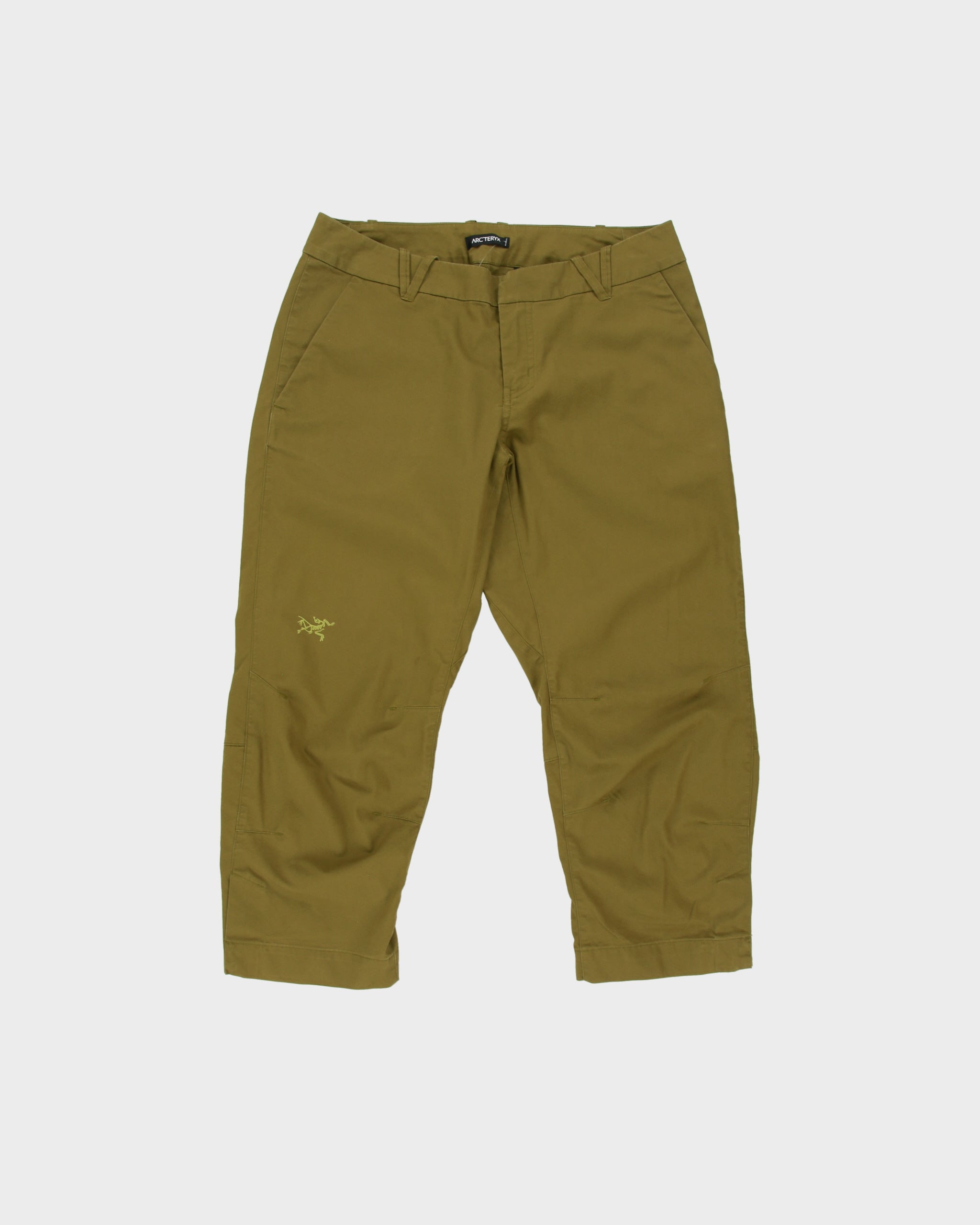 Vintage Arc'teryx Women's Khaki Low-Rise Canvas 3M Turn-Up Trim Fit Cropped Hiking Trousers - W30 L22
