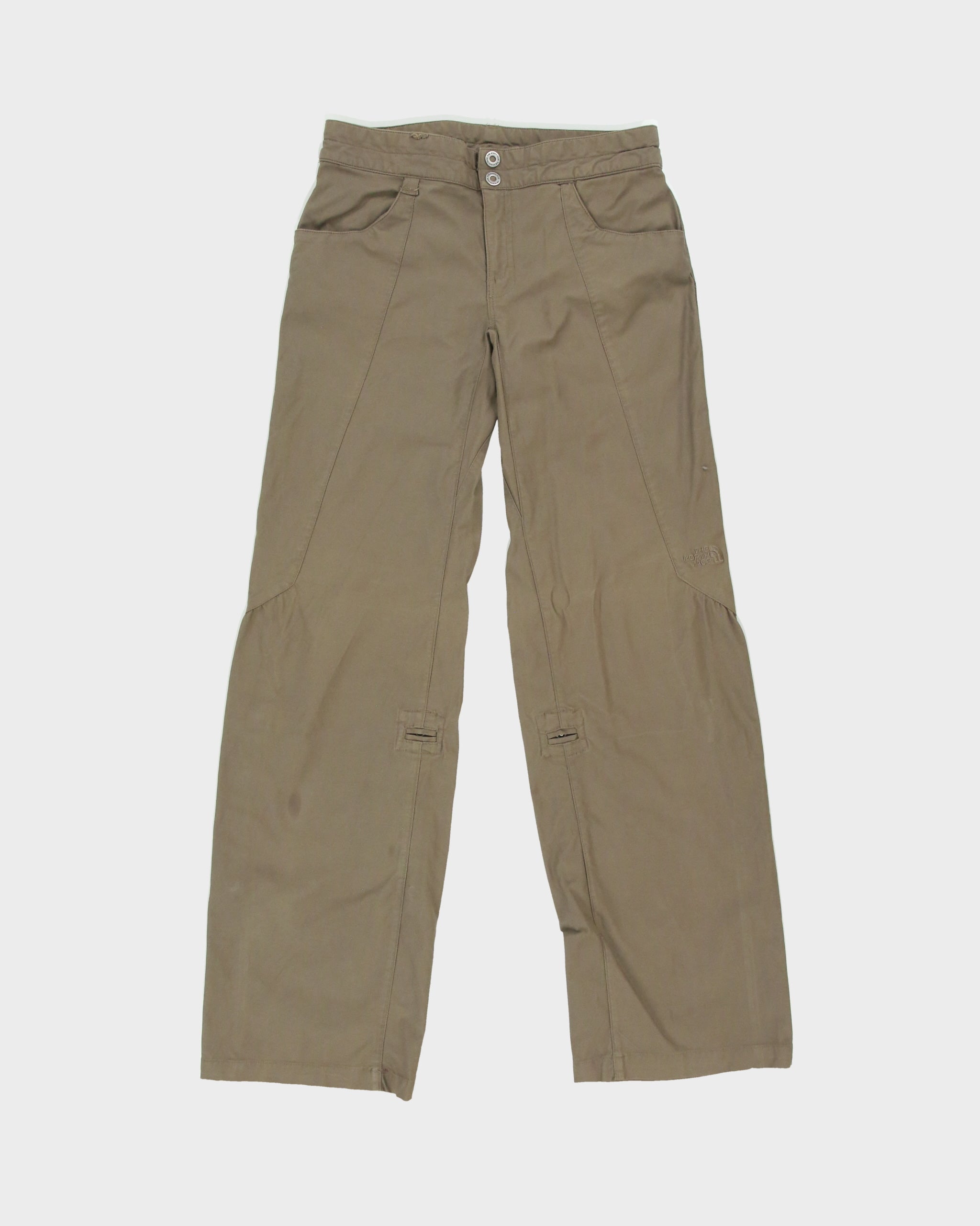 Vintage The North Face Khaki Women's Low-Rise Wide Leg Canvas Hiking Trousers - W27 L31