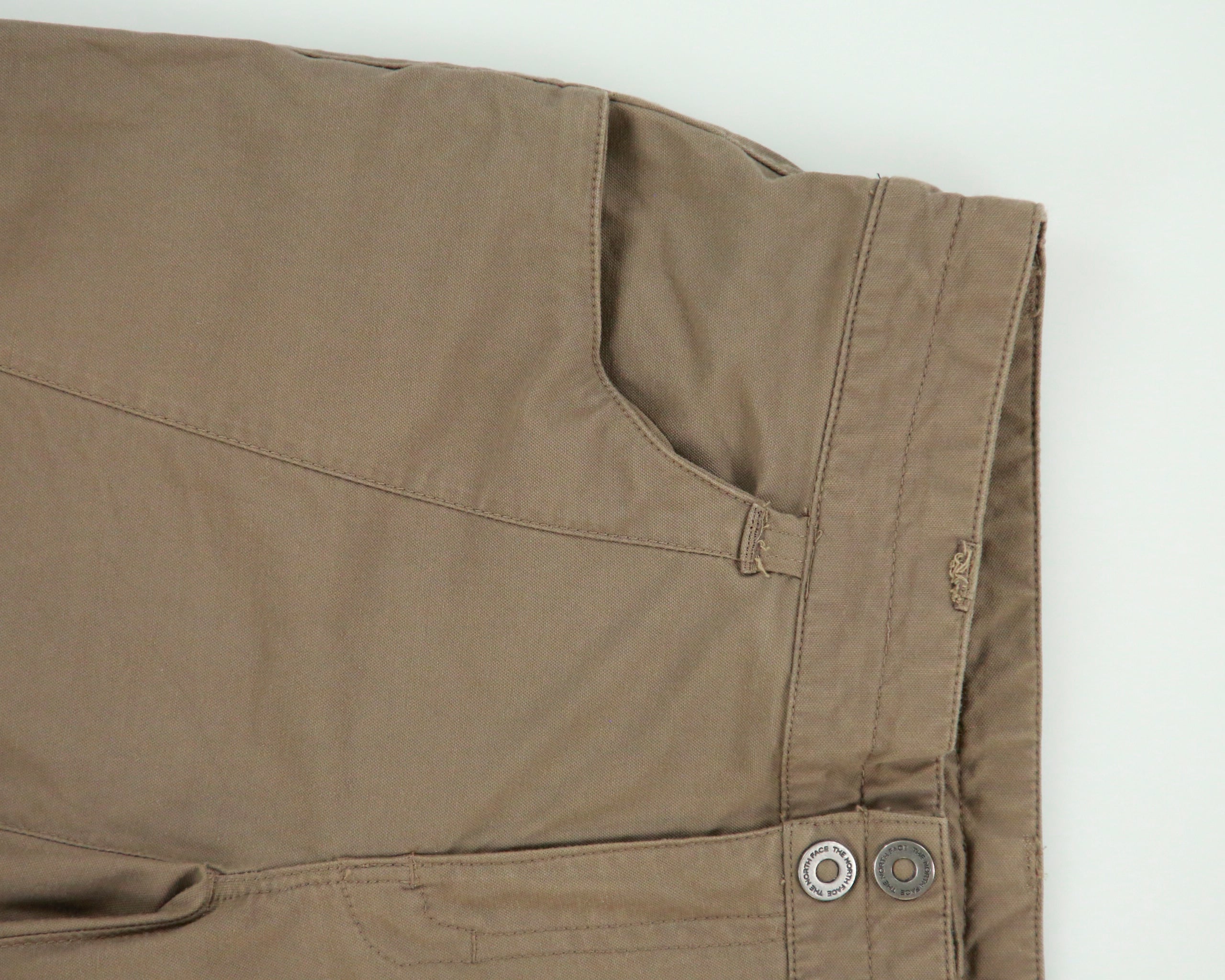 Vintage The North Face Khaki Women's Low-Rise Wide Leg Canvas Hiking Trousers - W27 L31