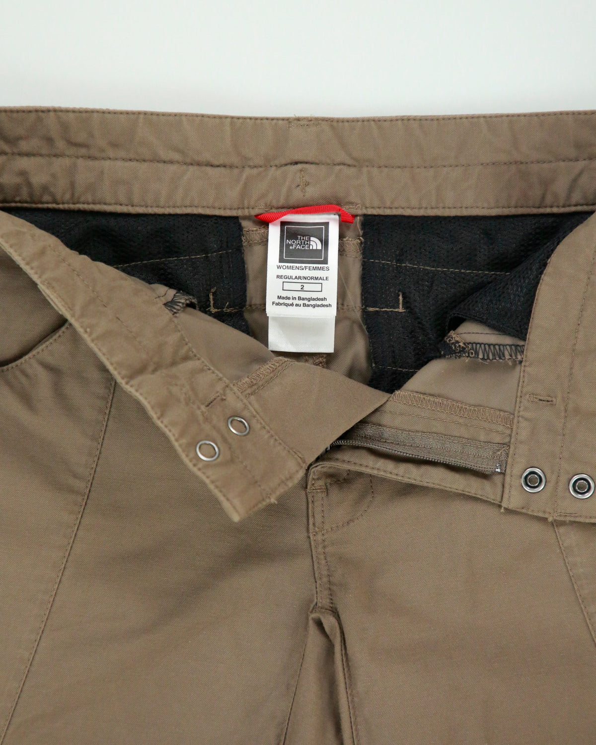 Vintage The North Face Khaki Women's Low-Rise Wide Leg Canvas Hiking Trousers - W27 L31