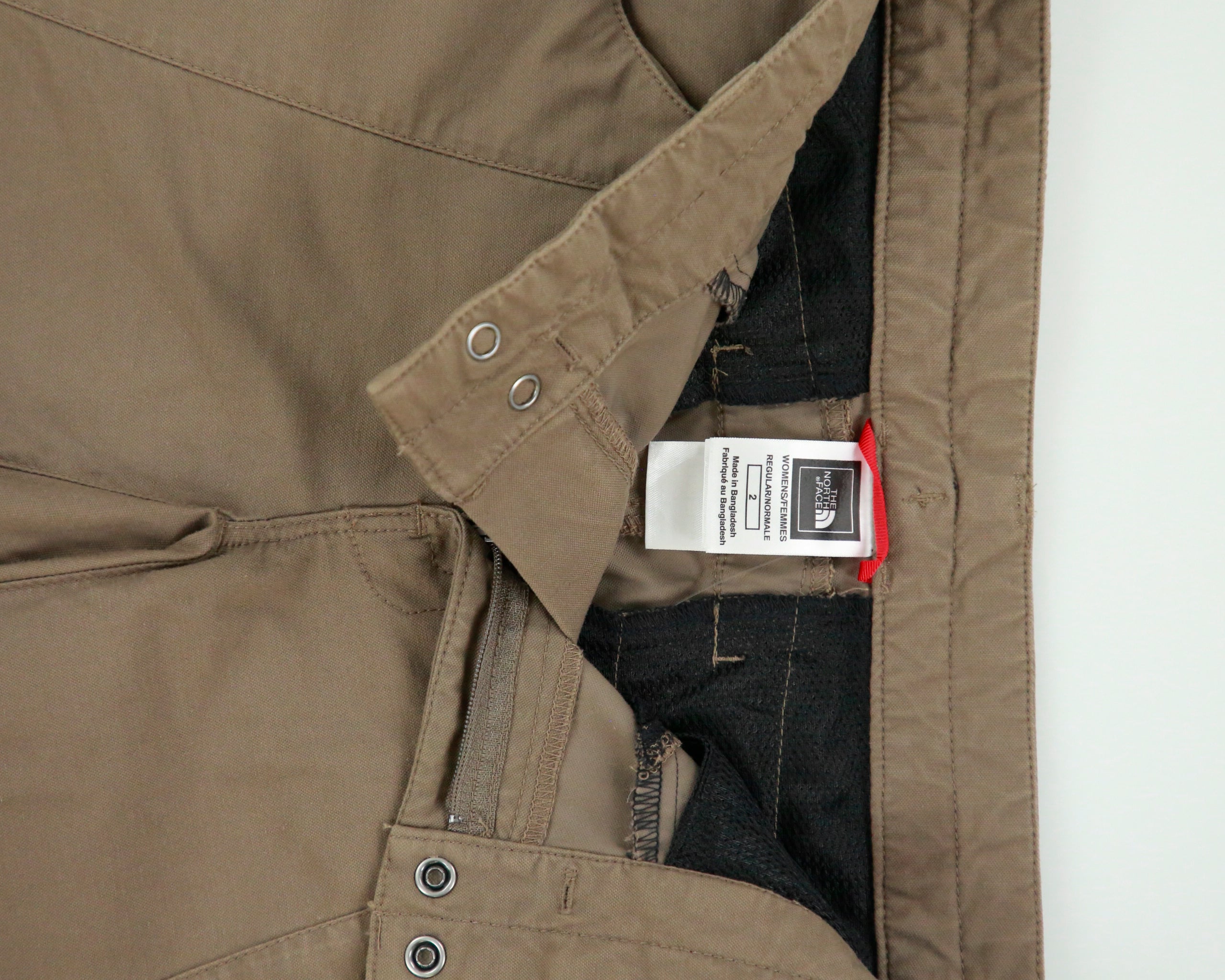Vintage The North Face Khaki Women's Low-Rise Wide Leg Canvas Hiking Trousers - W27 L31