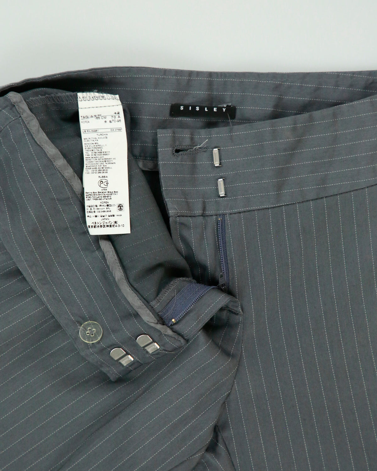 Vintage Y2K 2000s Sisley Pinstripe Mid Rise Trousers - W29 L31