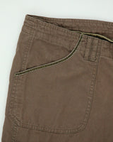 Vintage 1990s B.U.M Equipment Khaki Women's Low-Rise Canvas Wide Leg Cargo Trousers - W36 L30