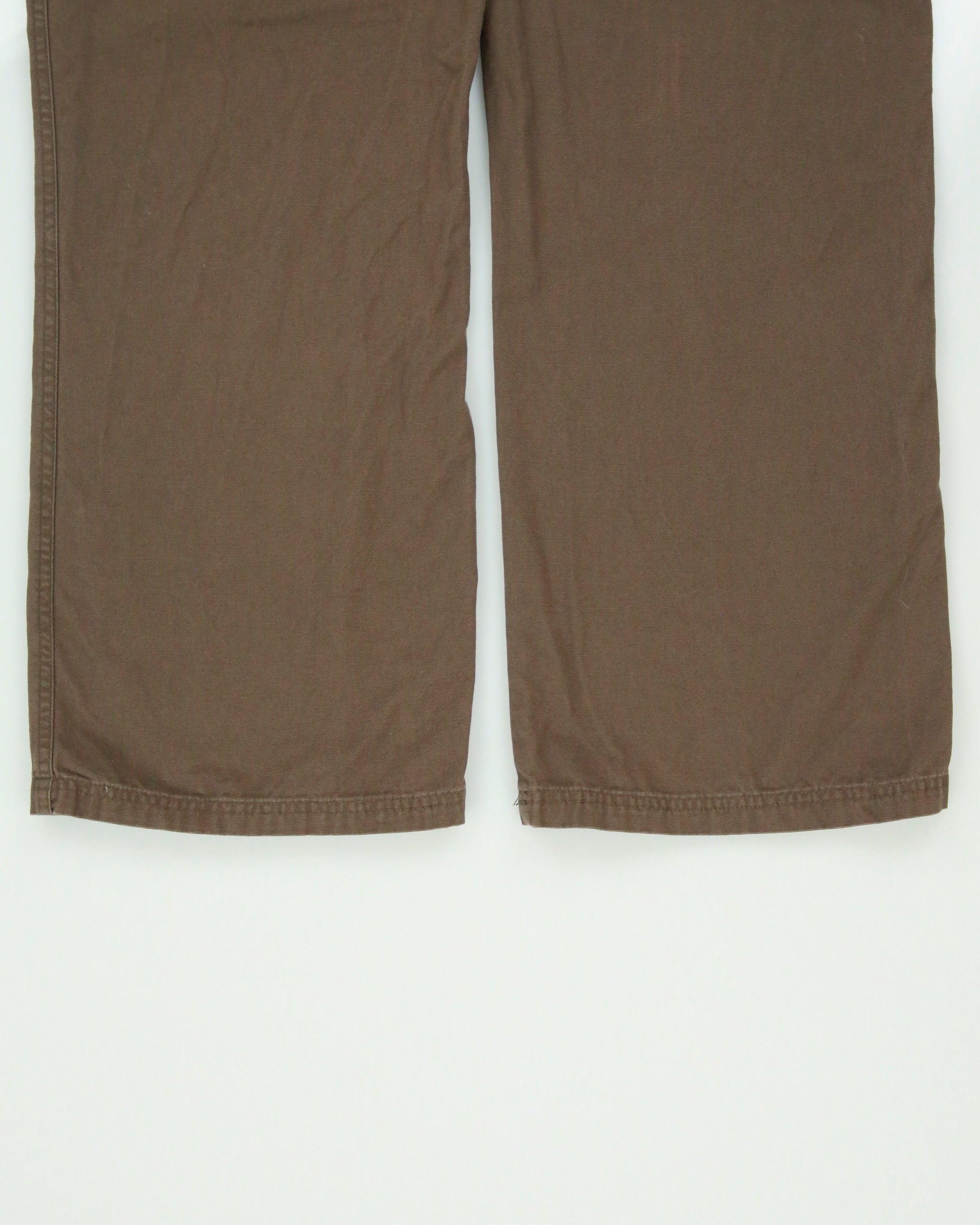 Vintage 1990s B.U.M Equipment Khaki Women's Low-Rise Canvas Wide Leg Cargo Trousers - W36 L30