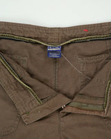 Vintage 1990s B.U.M Equipment Khaki Women's Low-Rise Canvas Wide Leg Cargo Trousers - W36 L30