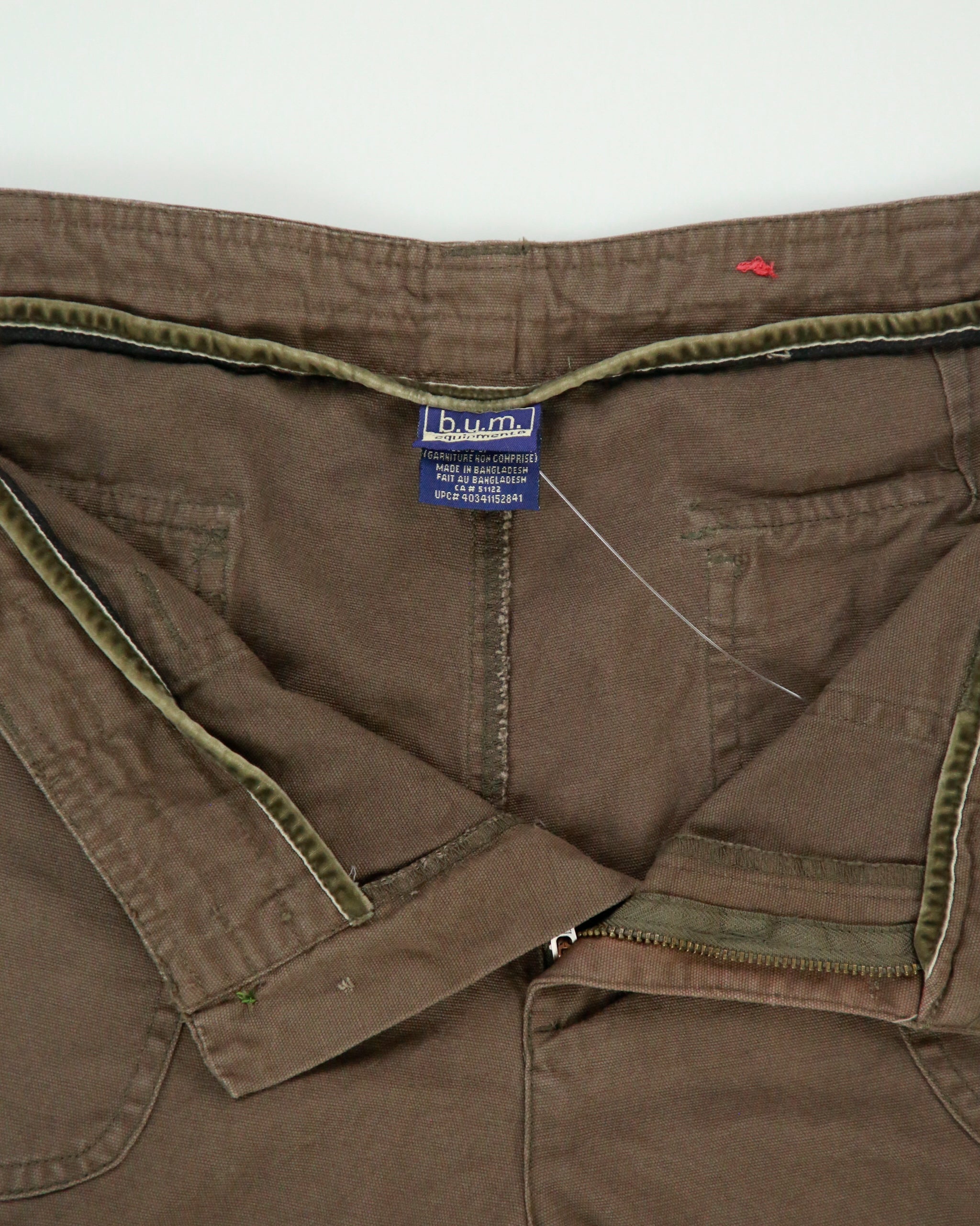 Vintage 1990s B.U.M Equipment Khaki Women's Low-Rise Canvas Wide Leg Cargo Trousers - W36 L30