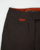 Vintage 1990s Pedro Williams Borquez Women's Low Rise Pinstripe Wool Bootcut Flared Suit Trousers - W28 L31